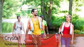 Presentation with kayak - Amazing presentation theme having paddleboat - friends carrying kayak or canoe backdrop and a red colored foreground
