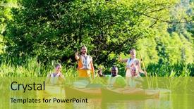  Presentation with river forest village school - Beautiful slides featuring paddleboat - friends driving with kayak backdrop and a  colored foreground