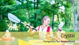  Presentation with river forest - PPT layouts consisting of paddleboat - friends paddling with canoe background and a  colored foreground