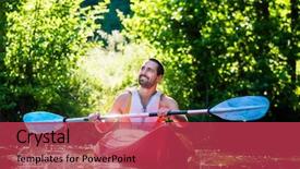  Presentation with water pool in river cave - Cool new presentation theme with paddleboat - man paddling with kayak backdrop and a  colored foreground