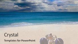  Presentation with woman child - Slides with paddleboat - woman and child background and a lemonade colored foreground