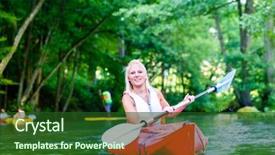  Presentation with river forest - Slide deck with paddleboat - woman paddling with canoe background and a  colored foreground