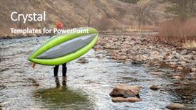  Presentation with kayak - Slide deck with paddler carrying inflatable whitewater kayak background and a coral colored foreground