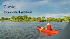  Presentation with red spheres - Amazing presentation theme having paddler paddling a red canoe backdrop and a light blue colored foreground