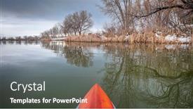  Presentation with recreation - Slide deck having paddling-a-calm-lake background and a dark gray colored foreground