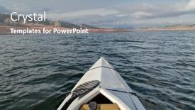  Presentation with rocky mountains - Presentation with paddling-expedition-canoe-in-winter background and a gray colored foreground