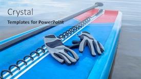  Presentation with leash - PPT theme consisting of paddling-gloves-safety-leash background and a light blue colored foreground