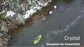 Presentation with mountain snow - Colorful slide set enhanced with paddling-inflatable-whitewater-kayak backdrop and a dark gray colored foreground