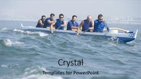  Presentation with freedome race - PPT theme with paddling outrigger canoe in race background and a light blue colored foreground