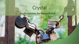  Presentation with padlock - Amazing presentation design having padlock chain - old rusty locks on metal backdrop and a mint green colored foreground