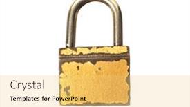  Presentation with white gold award - Slides having padlock-golden-old-lock background and a yellow colored foreground