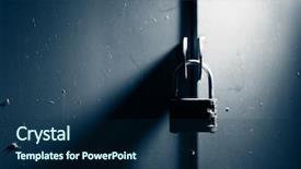  Presentation with padlock - Colorful PPT layouts enhanced with padlock lock on metal gates backdrop and a navy blue colored foreground