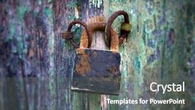  Presentation with padlock - Amazing slide deck having padlock on a wooden door backdrop and a gray colored foreground