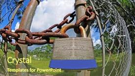  Presentation with padlock - Presentation theme featuring padlock on fence with heavy chain keeping gate closed background and a tawny brown colored foreground