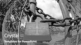  Presentation with chain link fence - Presentation theme having padlock on fence with heavy background and a gray colored foreground