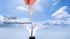  Presentation with law blue sky scales - Cool new slides with padlock standing against blue sky backdrop and a light blue colored foreground