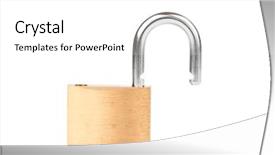  Presentation with padlock - Audience pleasing PPT theme consisting of padlock standing unlocked against white background backdrop and a white colored foreground