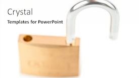  Presentation with padlock - PPT layouts featuring padlock unlocked against white background background and a white colored foreground