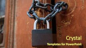  Presentation with forbidden - Audience pleasing presentation theme consisting of padlock with chain forbidden backdrop and a tawny brown colored foreground