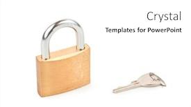  Presentation with padlock - PPT theme enhanced with padlock with key against white background background and a white colored foreground