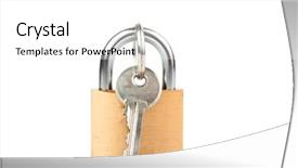  Presentation with encryption padlock and cyber - Cool new PPT theme with padlock with key hanging from it backdrop and a white colored foreground