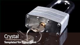  Presentation with padlock - Audience pleasing presentation theme consisting of padlock with keys isolated on black backdrop and a wine colored foreground