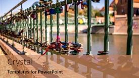 Presentation with bridge - PPT layouts enhanced with padlocks-hanging-on-tumski-bridge background and a coral colored foreground
