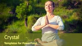  Presentation with green relaxation - Slides featuring padmasana lotus pose with namaste background and a tawny brown colored foreground