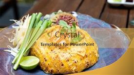  Presentation with thai food - Slide deck featuring padthai-thai-style-pan-fried background and a yellow colored foreground