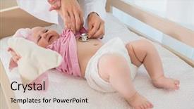  Presentation with baby doctor - Slide set consisting of paediatrics - beautiful cute baby girl background and a soft green colored foreground