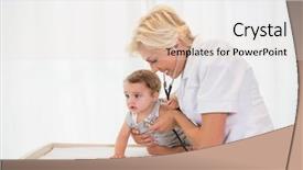  Presentation with child stomach medical - Slide set consisting of paediatrics - blonde doctor with child background and a lemonade colored foreground