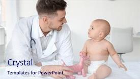  Presentation with baby doctor - Cool new presentation with paediatrics - doctor examining cute baby backdrop and a sky blue colored foreground