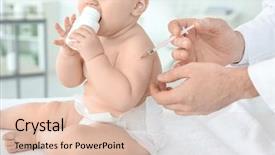  Presentation with baby doctor - Presentation theme with paediatrics - doctor vaccinating cute baby background and a lemonade colored foreground