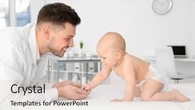  Presentation with baby doctor - Presentation theme enhanced with paediatrics - doctor with cute baby background and a lemonade colored foreground