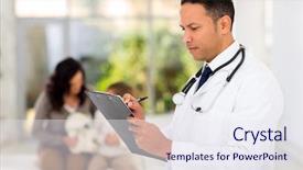  Presentation with pediatric - PPT theme consisting of paediatrics - handsome pediatric doctor writing background and a sky blue colored foreground