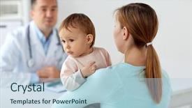  Presentation with baby doctor - Colorful slide deck enhanced with paediatrics - medicine healthcare pediatry and people backdrop and a light blue colored foreground