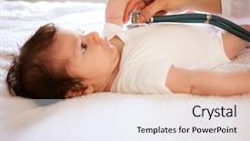  Presentation with newborn - Beautiful PPT theme featuring paediatrics - newborn on changing table being backdrop and a sky blue colored foreground