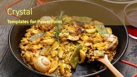  Presentation with rice - Presentation design consisting of paella-valenciana-spanish-traditional-rice background and a  colored foreground