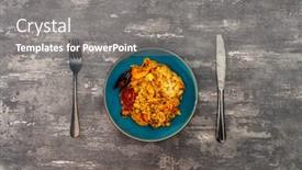  Presentation with seafood paella - PPT theme consisting of paella-with-chicken-seafood background and a gray colored foreground