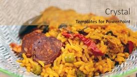  Presentation with seafood paella - Beautiful slides featuring paella-with-chicken-seafood backdrop and a yellow colored foreground