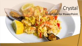  Presentation with oyster - Colorful PPT theme enhanced with oyster on the white plate backdrop and a yellow colored foreground