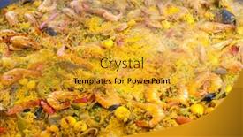  Presentation with seafood paella - Cool new presentation theme with paella-with-seafood-market backdrop and a gold colored foreground