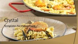  Presentation with seafood paella - Audience pleasing slide set consisting of paella with seafood backdrop and a coral colored foreground