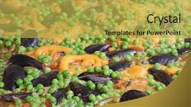  Presentation with seafood paella - PPT theme enhanced with paella with seafood background and a yellow colored foreground