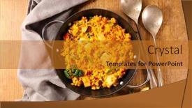  Presentation with cooking - Presentation theme with paelle-in-cooking-pan-top background and a gold colored foreground