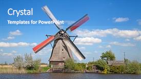 Presentation with windmills - Presentation design consisting of paesi bassi - ancient windmills near kinderdijk netherlands background and a teal colored foreground
