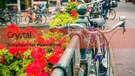  Presentation with amsterdam - Audience pleasing PPT theme consisting of paesi bassi - retro style bicycle in amsterdam backdrop and a red colored foreground