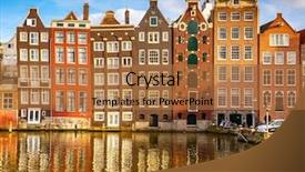  Presentation with traditional mode old vespa scooter - Presentation theme featuring paesi bassi - traditional old buildings in amsterdam background and a coral colored foreground