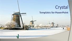 Presentation with ice frozen - Slide set with paesi bassi - typically dutch ice skating background and a sky blue colored foreground