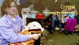  Presentation with refugees - PPT layouts featuring pagarusha-kosovo-05-october-1998 background and a tawny brown colored foreground